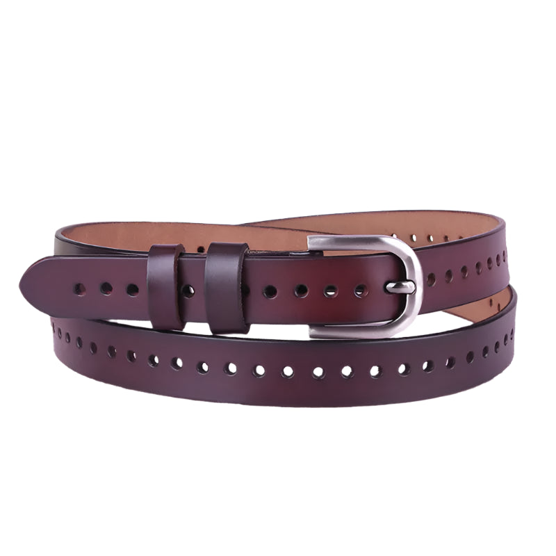 חגורת עור בעיצוב מחורר לנשים - Smallsupershop