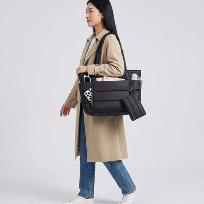 Cloudtote worn on the shoulder