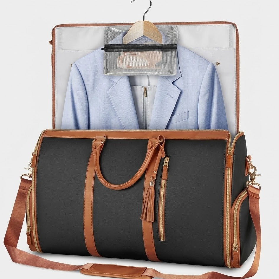 SuitCarry unfolded and hanging