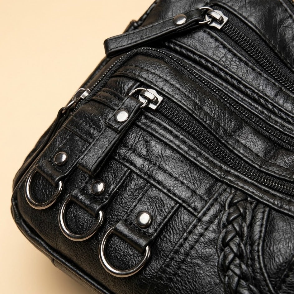Mira zipper and stitching detail